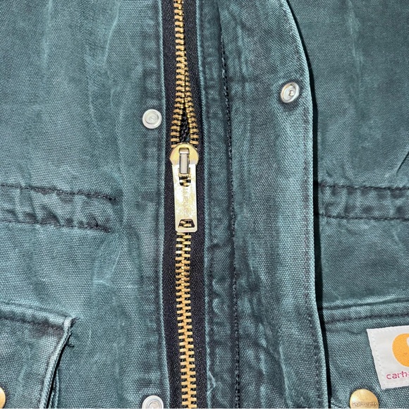 VTG Carhartt Jacket Barn Coat Men Blanket Lined CW043 Green Cape L 90s Detroit - Picture 6 of 10